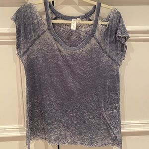 Blue Cold Shoulder T-shirt